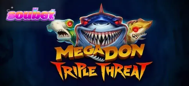 Interface subaquática do slot Mega Don Triple Threat com predadores marinhos